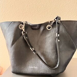 Calvin Klein Black Leather Tote Bag